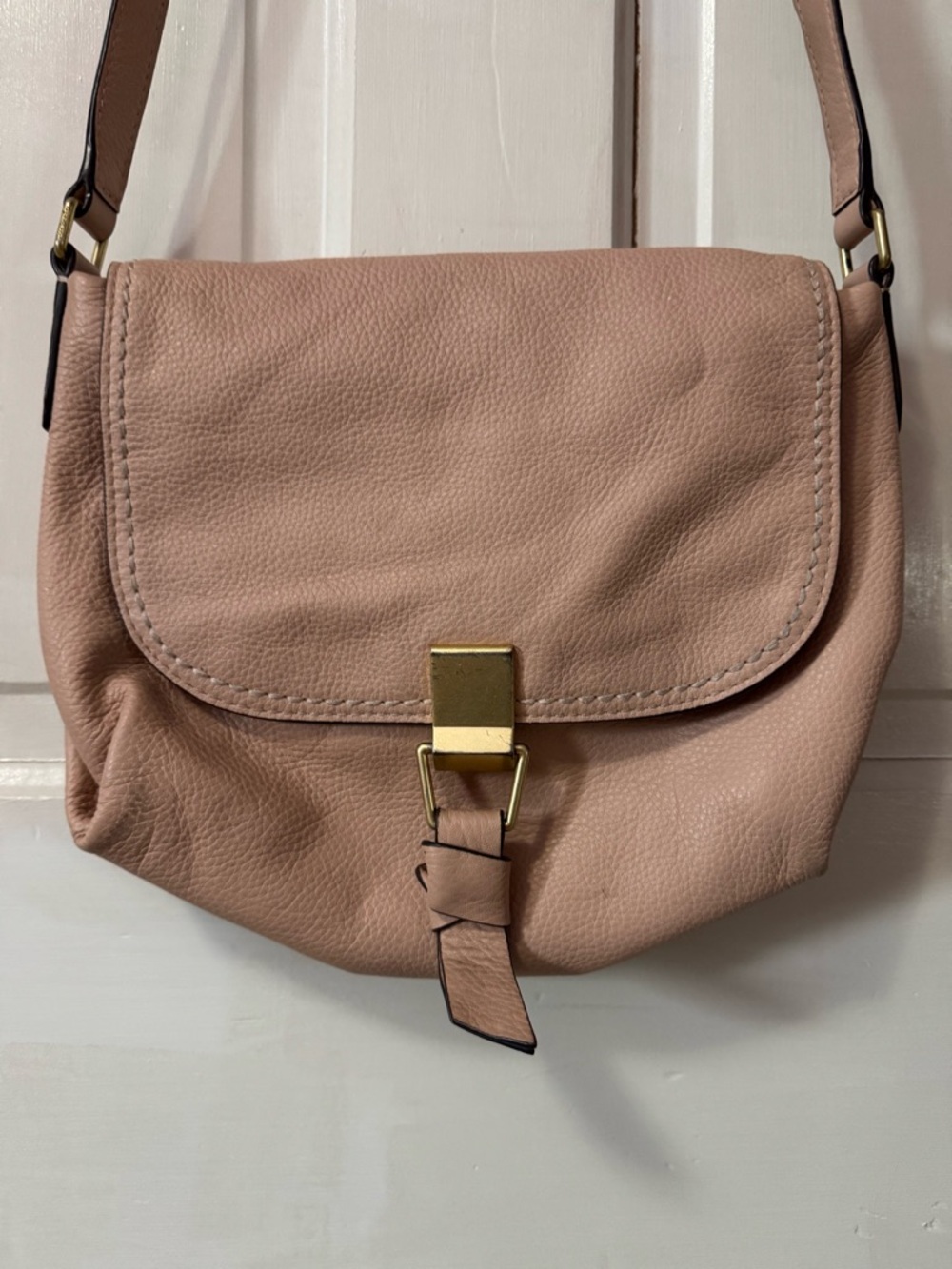 Vera Bradley Blush Pink Pebbled Leather Crossbody with Gold Hardware